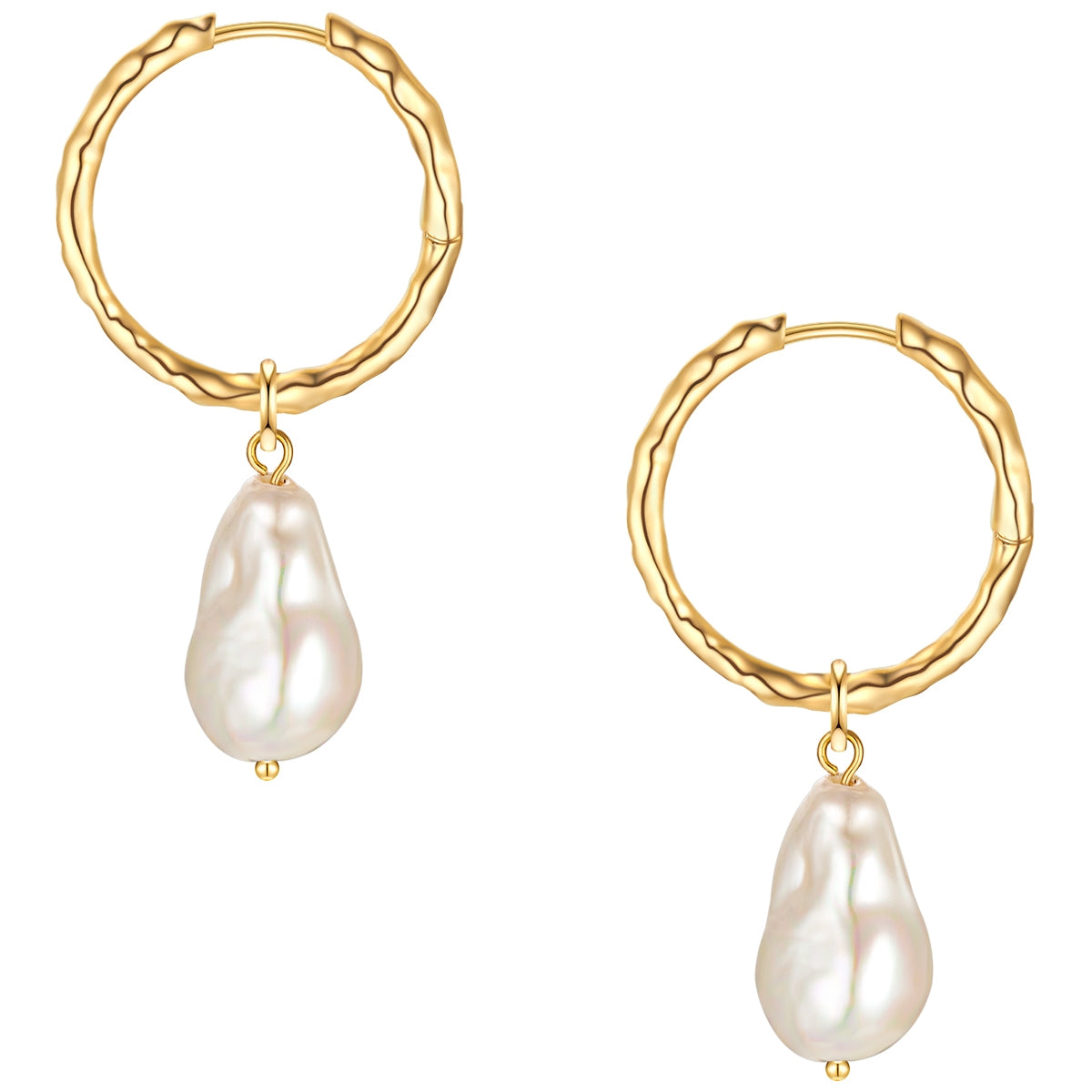 Creolen gelbgold Muschelkernperle weiß