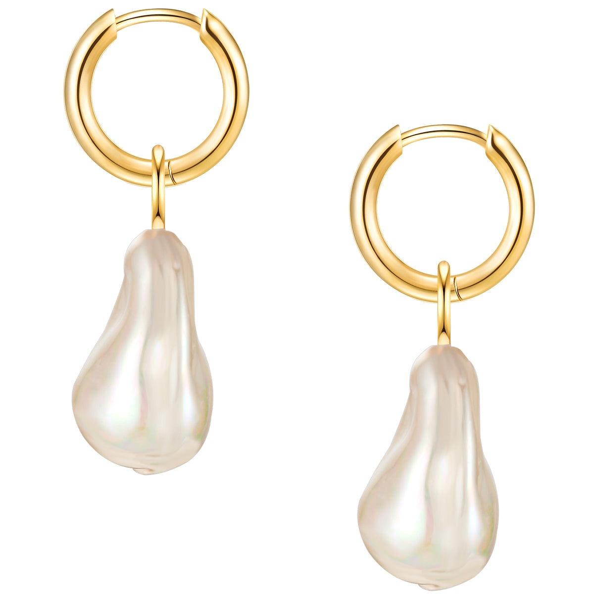 Creolen gelbgold Muschelkernperle weiß