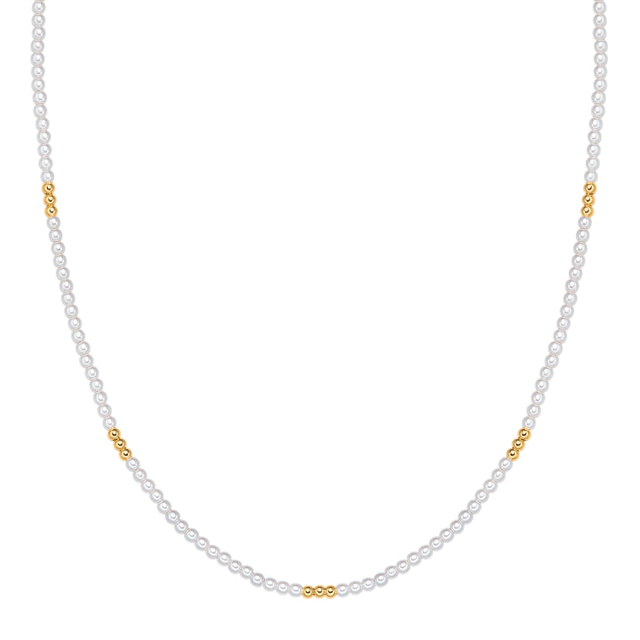 Kette gelbgold Perle (synth.) weiß