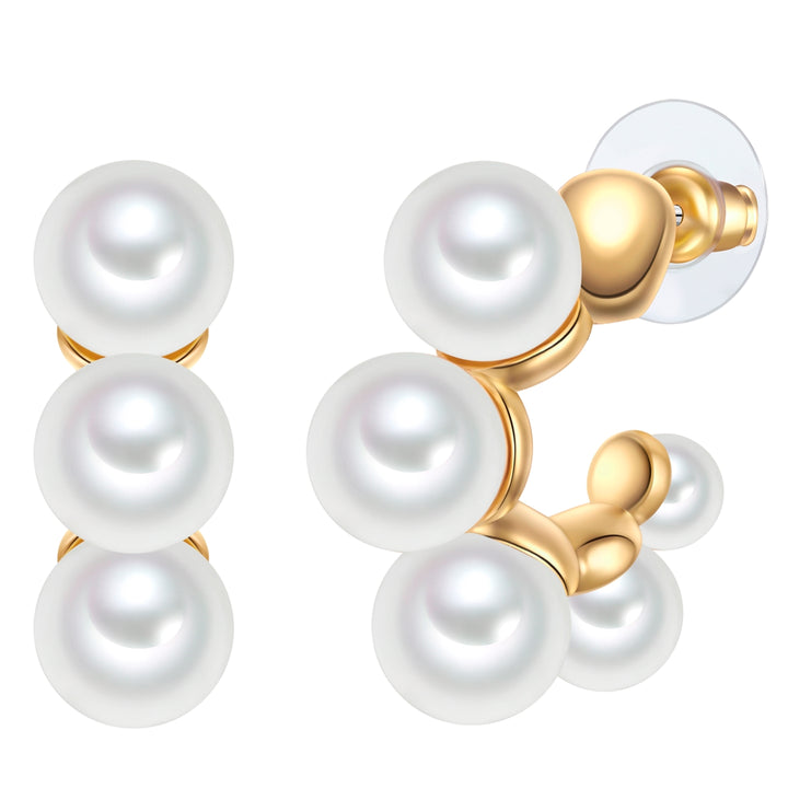 Creolen gelbgold Perle (synth.) weiß