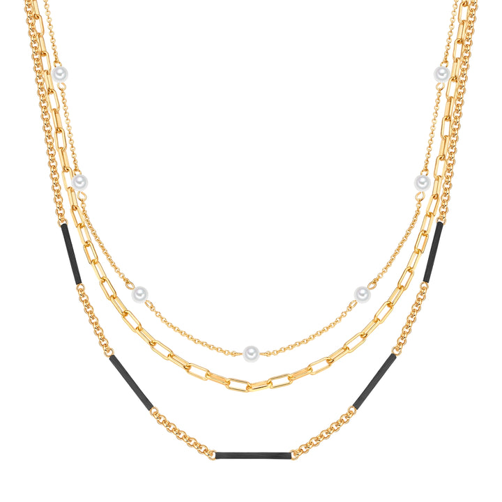 Kette gelbgold Perle (synth.) weiß