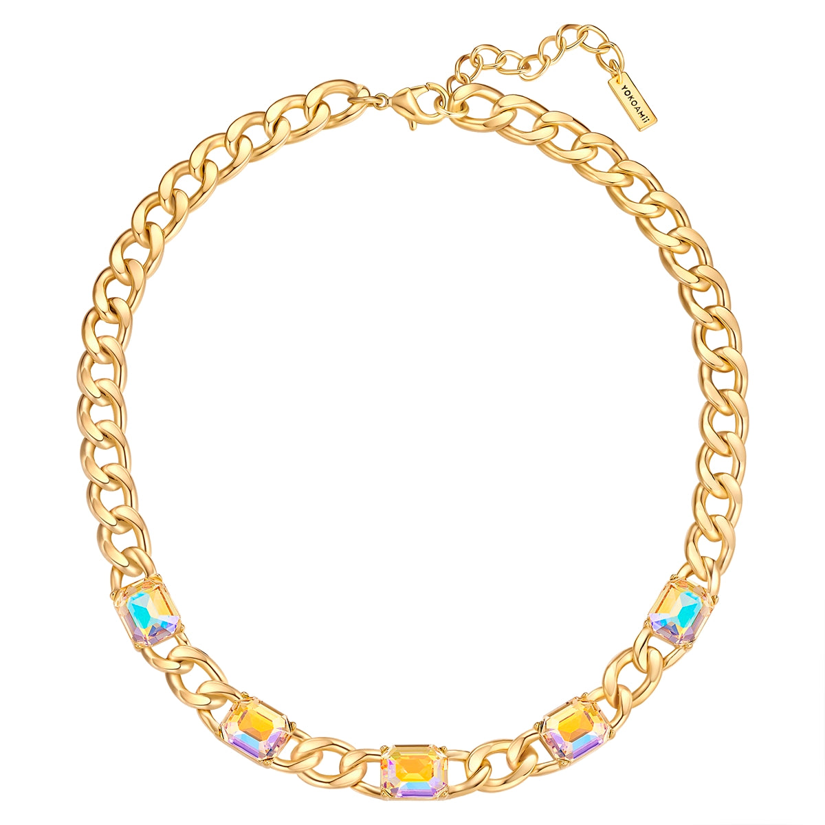 Kette gelbgold Glas weiß