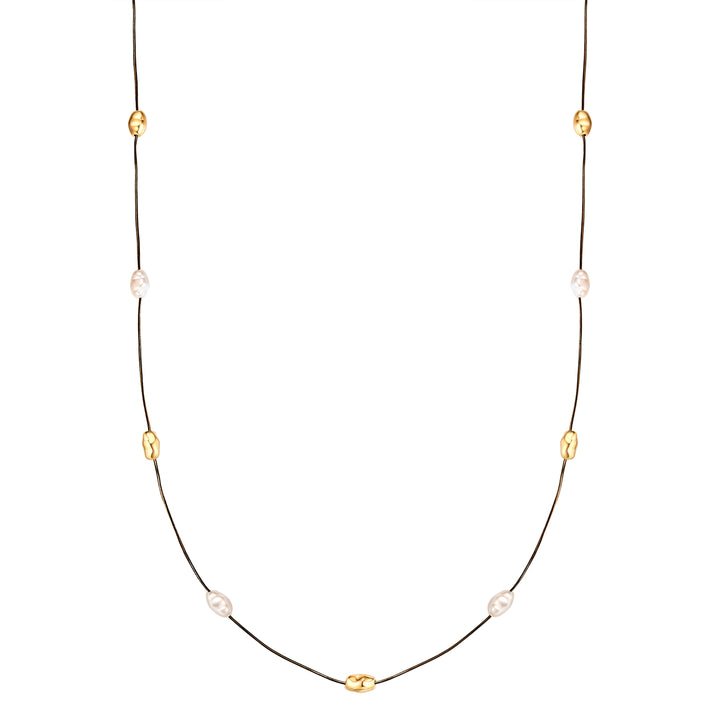 Kette mit Anhänger gelbgold Perle (synth.) weiß