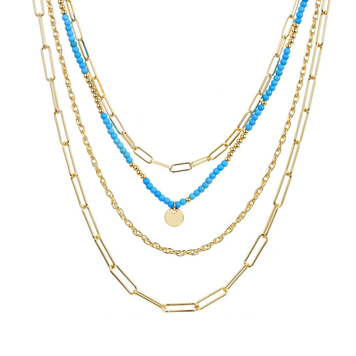 Kette mit Anhänger gelbgold Naturstein türkis