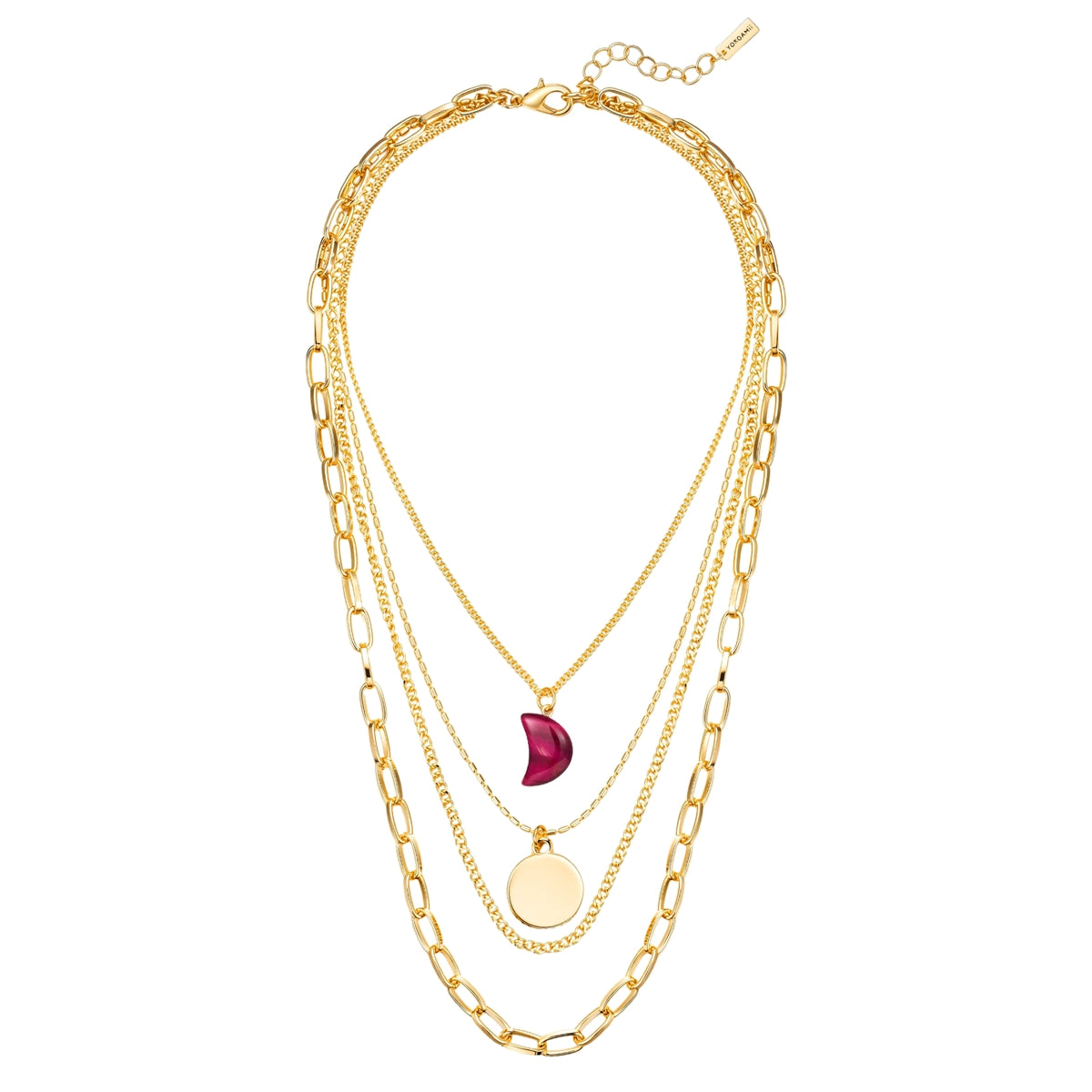 Kette mit Anhänger gelbgold Naturstein rot