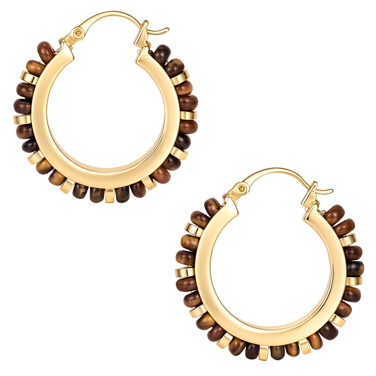 Creolen gelbgold Tigerauge braun